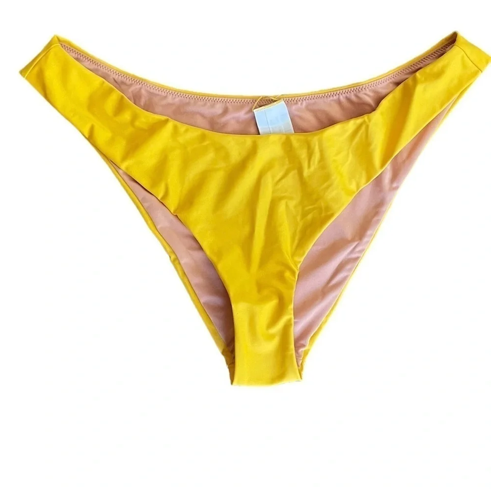 J.Crew Curved Waist Cheeky Bikini Bottom Yellow Size L